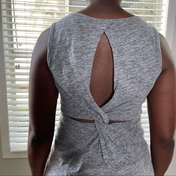 2/$20 American Eagle Heather Gray Knot Twist Cutout Back Mini Dress - Picture 10 of 13